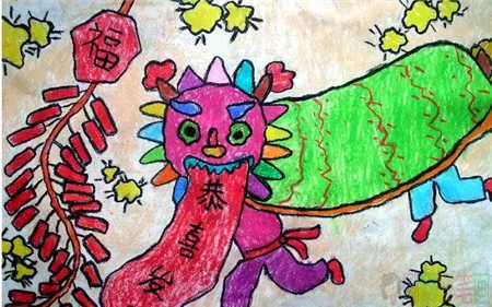 春节主题幼儿绘画,关于春节的儿童画