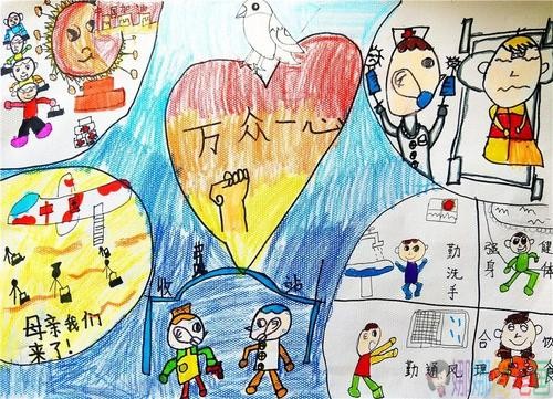 预防新冠肺炎病毒幼儿画简单好看