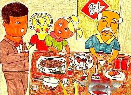 关于春节的少儿绘画图片