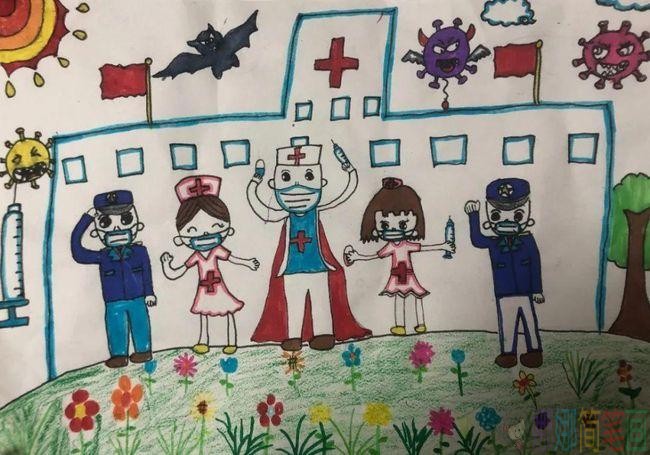 小学生抗疫儿童画