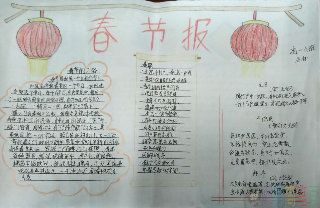 简单好画的春节手抄报图片