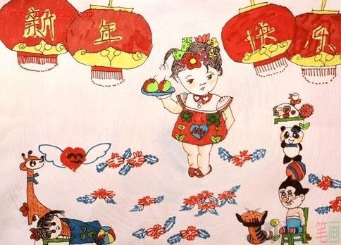 2021新年春节儿童画图片