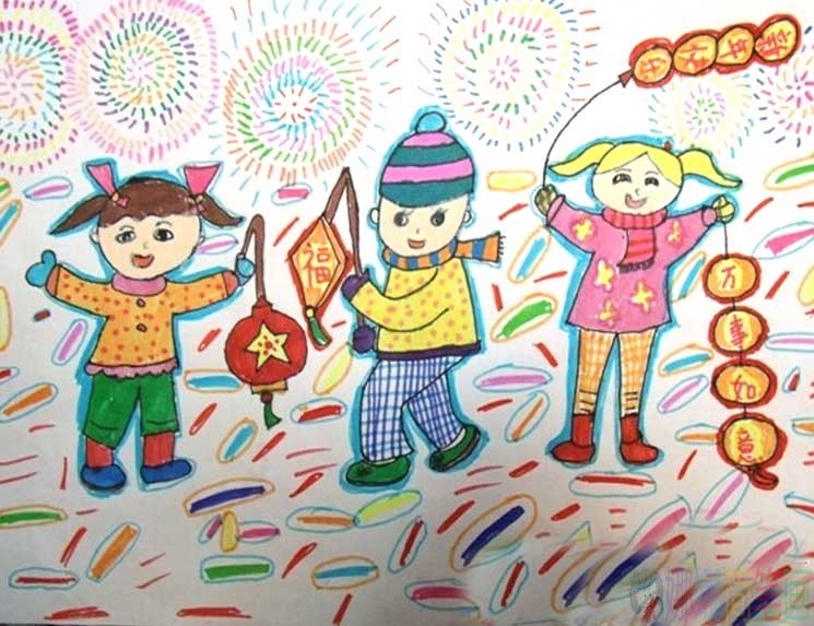 2021新年春节儿童画图片