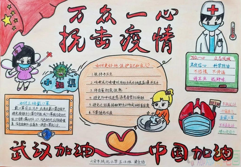 万众一心抗击疫情手抄报