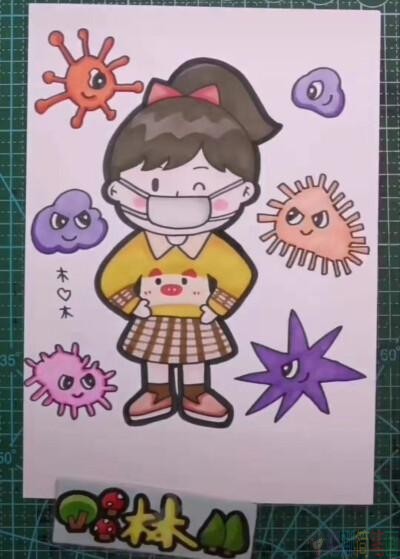 抗疫主题儿童画图片