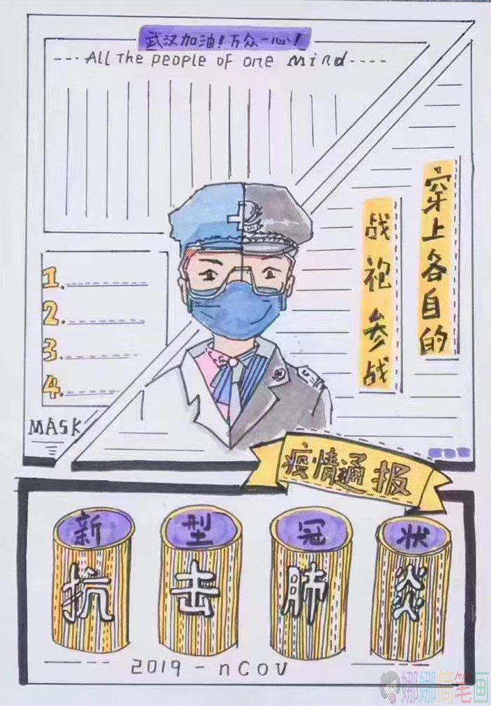 万众一心抗击疫情手抄报
