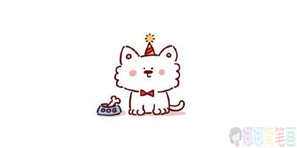 猫咪简笔画画法,Q版小猫简笔画