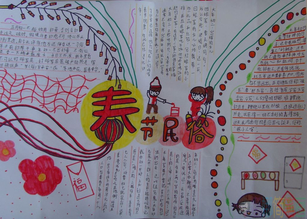 春节民俗手抄报模板图片