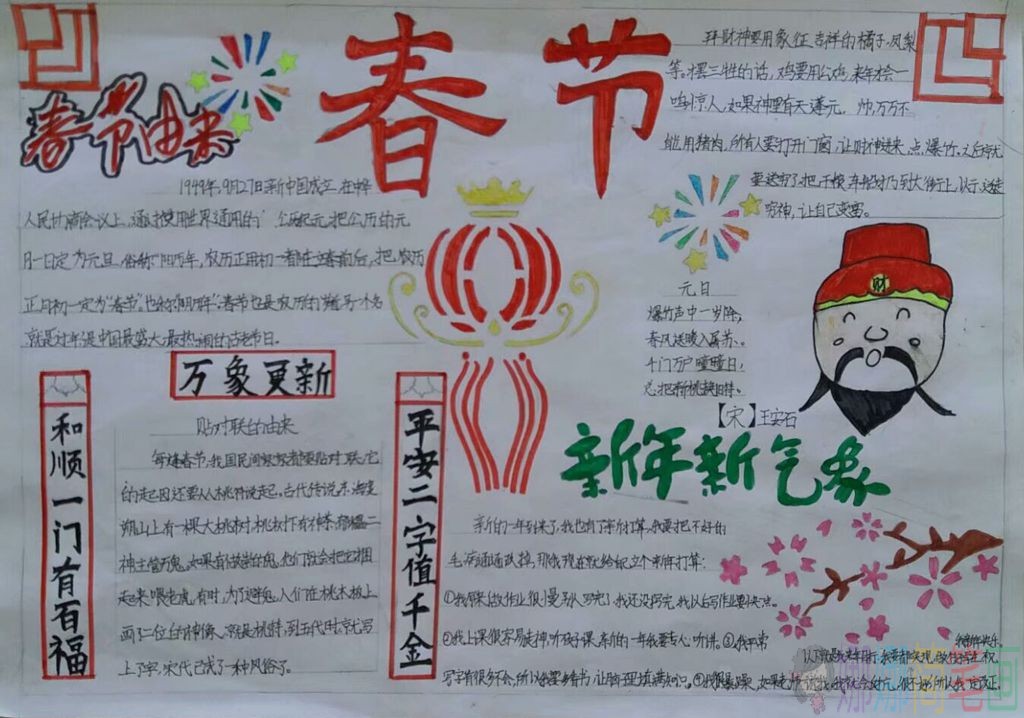 春节手抄报图片,2021牛年春节小报