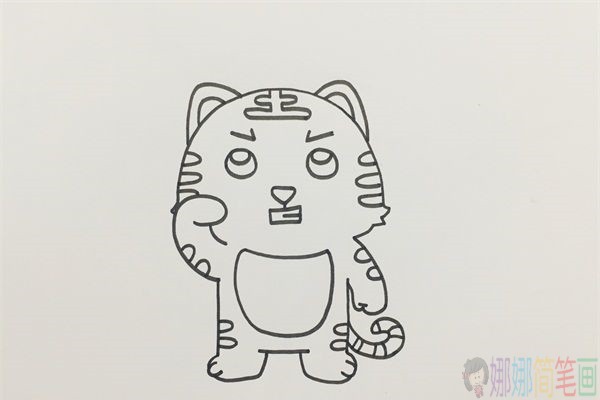 Q版老虎简笔画,小老虎儿童画
