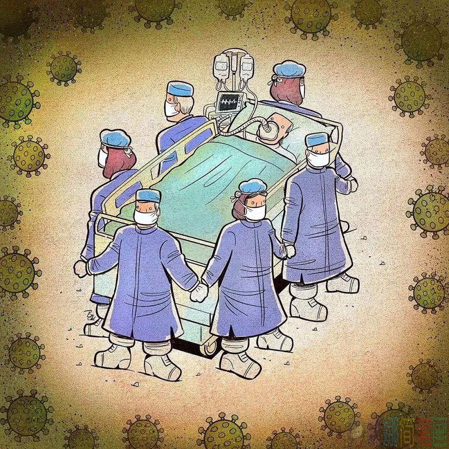 新冠病毒医护人员绘画