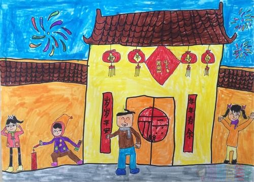 过年绘画,欢欢喜喜过大年儿童画