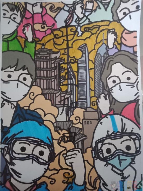 小学生抗疫儿童画