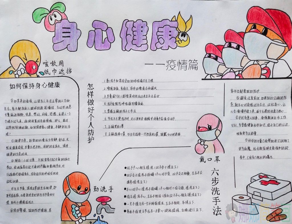 疫情期间主题个人卫生健康手抄报