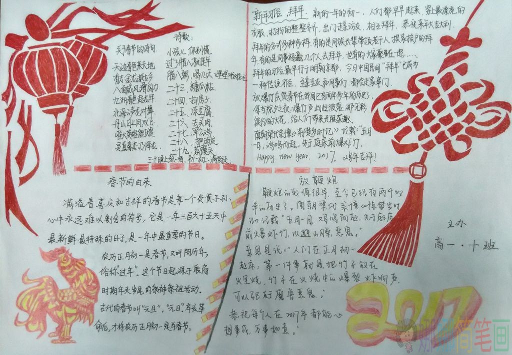 简单好画的春节手抄报图片