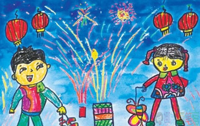 关于春节的少儿绘画图片