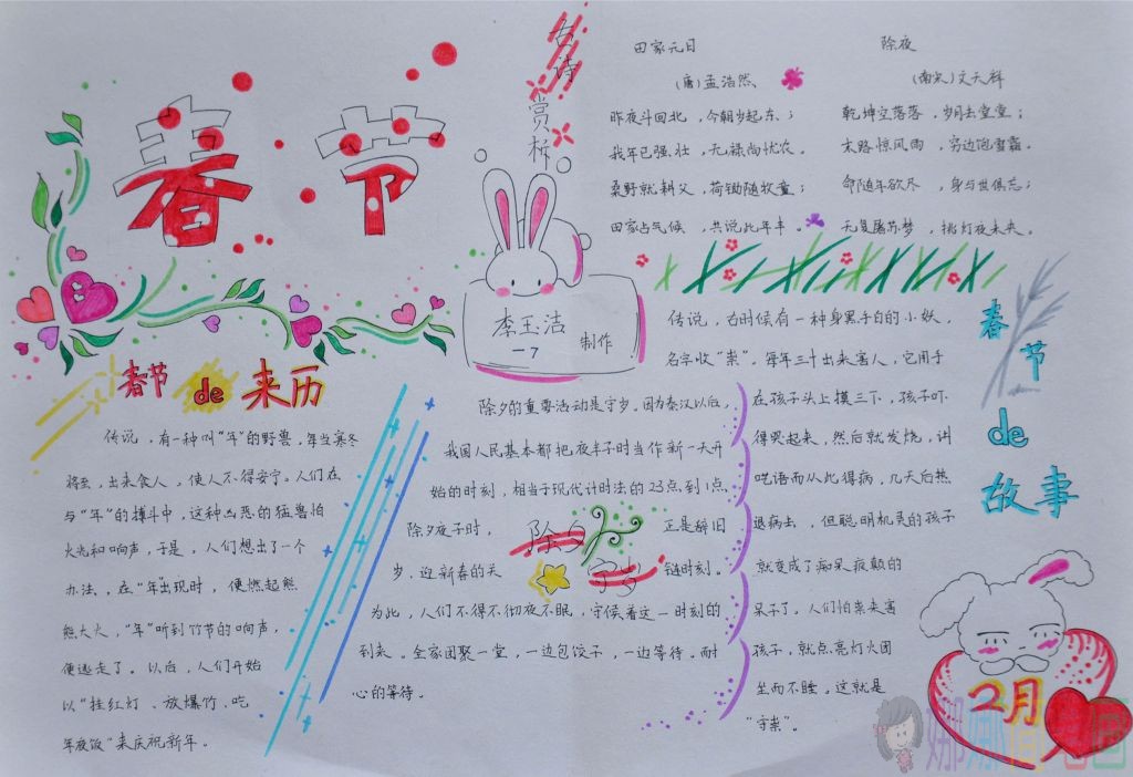 春节来历手抄报,关于春节的手抄报