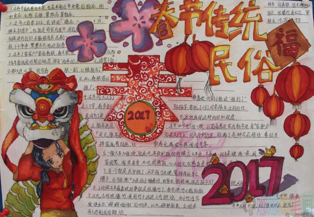 春节传统民俗手抄报