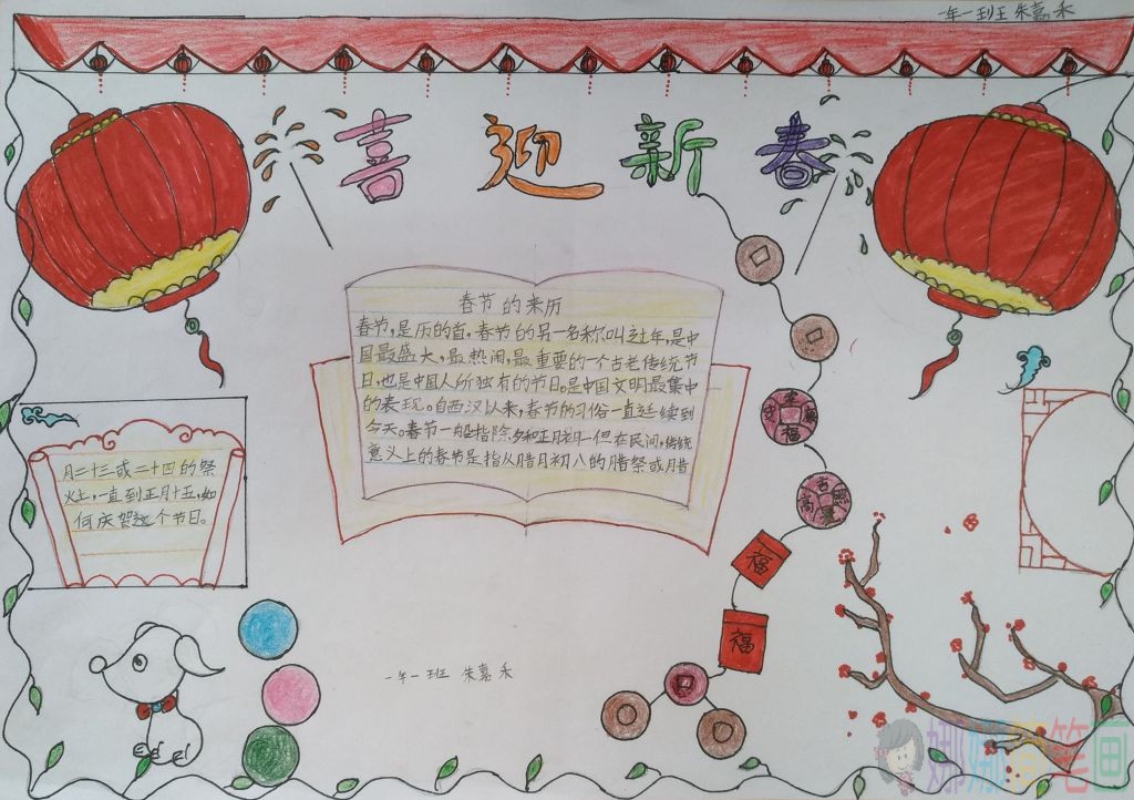 牛年春节手抄报,中小学生2021春节手抄报