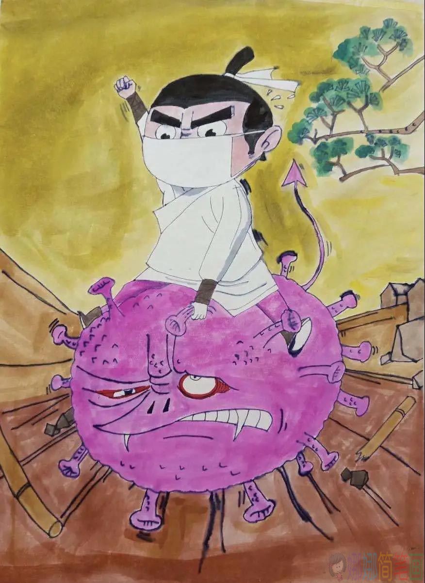 小学生抗疫儿童画