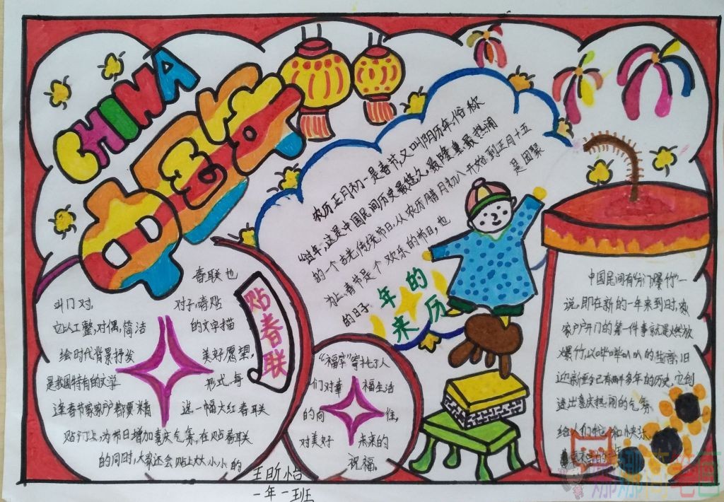 牛年春节手抄报,中小学生2021春节手抄报