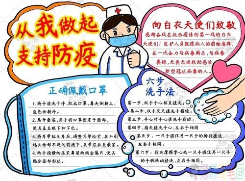 支持防疫从我做起手抄报图片
