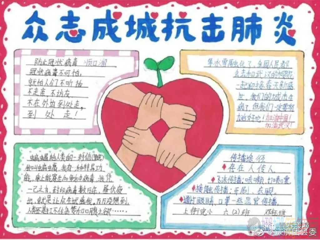 支持防疫从我做起手抄报图片