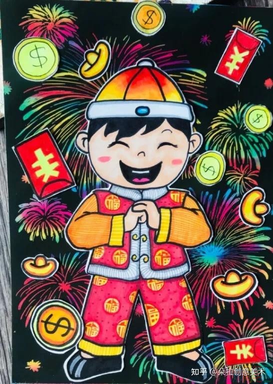 牛年大吉儿童画图片