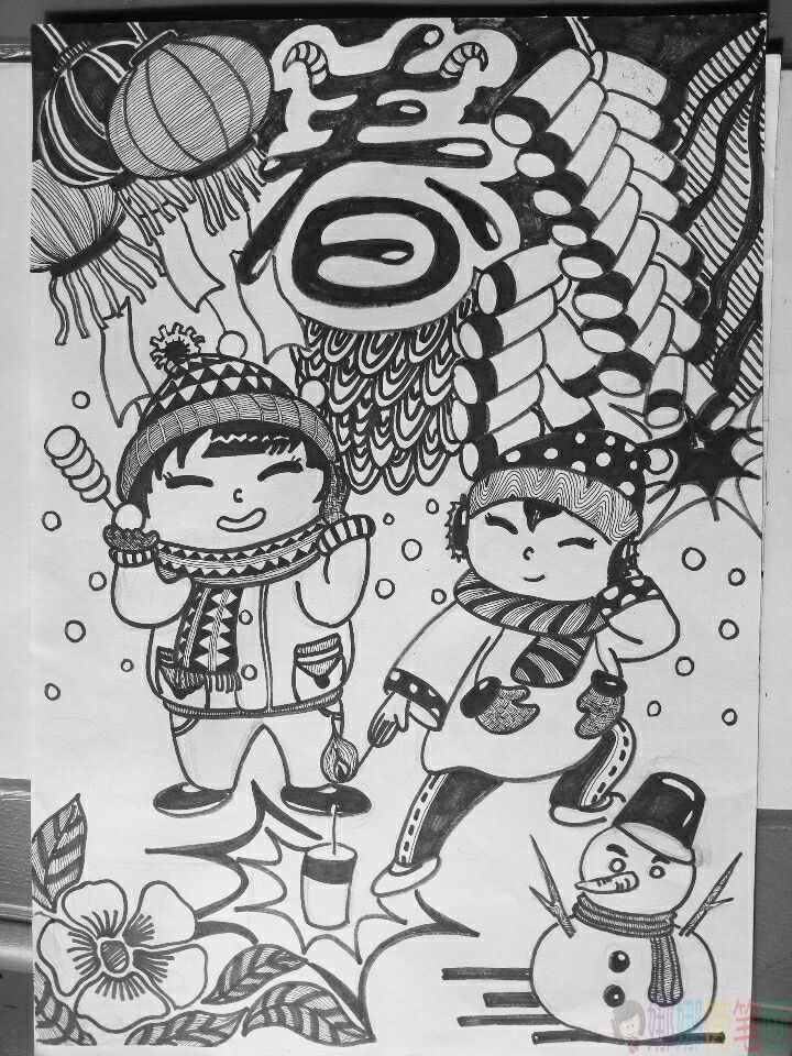 春节儿童画优秀作品大全