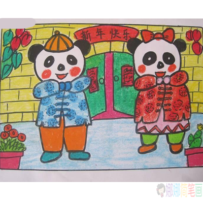 牛年迎新春儿童画图片