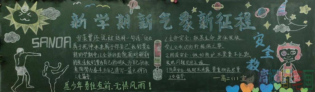 新学期黑板报,开学了黑板报