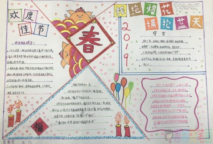 禁止燃放烟花爆竹手抄报模板