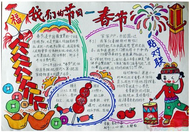 团团圆圆过春节手抄报
